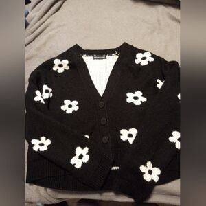 Black and White Flower Cardigan